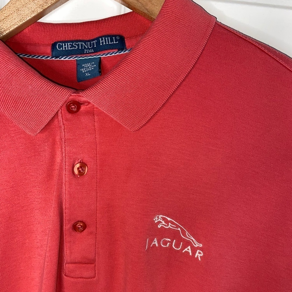 Men’s Jaguar Red Polo Shirt, Pima Cotton, Luxury Car Shirt XL